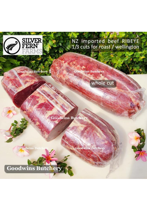 Beef Cuberoll Scotch-Fillet RIBEYE STEER (young cattle) New Zealand NZ frozen 5 days aged SILVERFERN whole cuts +/- 4.5kg (price/kg)